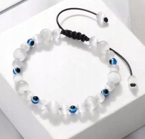 Biała bransoletka oko proroka regulowana 246