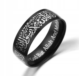 Obrączka męska czarna Bóg szahada islam 11 nr 14