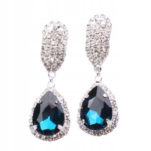 Kolczyki tureckie Hurrem niebieskie wiszące posrebrzane cyrkonie 4