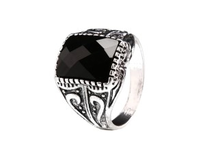 Pozłacany sygnet pierścień męski turecki czarne oczko czarny prezent 8 nr 6