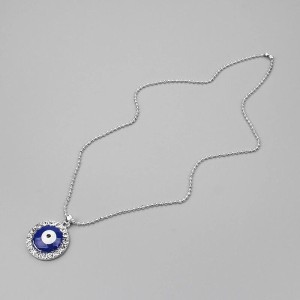 Posrebrzany łańcuszek naszyjnik oko evil eye 1