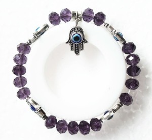 Purpurowa bransoletka fioletowa oko hamsa 14