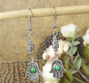 Kolczyki posrebrzane hamsa ręka fatimy evil eye 16