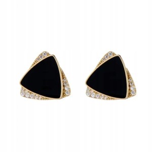 Pozłacane kolczyki czarne z cyrkoniami eleganckie karnawał na sztyft 11