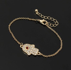 Pozłacana bransoletka hamsa ręka na łańcuszku 23