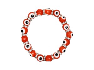 Pomarańczowa bransoletka koraliki oko proroka 140