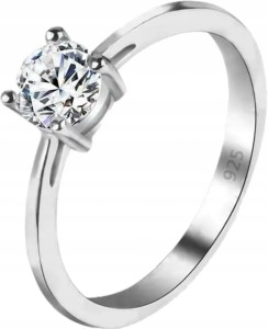 Pierścionek delikatny białe oczko posrebrzany 9 nr 17