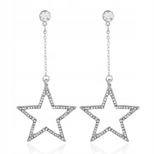 Kolczyki wiszące gwiazda gwiazdy cyrkonie eleganckie długie 55
