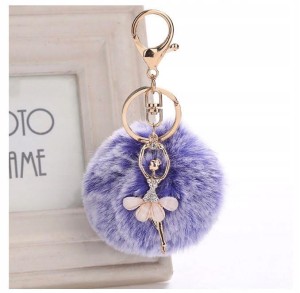 Pompon breloczek fioletowo-biały tancerka 26