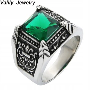 Turecki sygnet męski posrebrzany zielony 13 nr 20