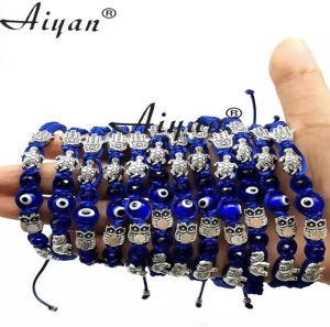 Granatowa bransoletka hamsa oko proroka fatimy 236