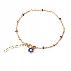 Bransoletka turecka oko proroka Evil Eye pozłacana amulet prezent 156