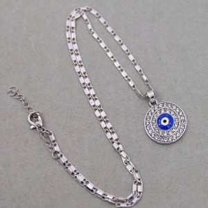 Oko proroka posrebrzany łańcuszek evil eye 100