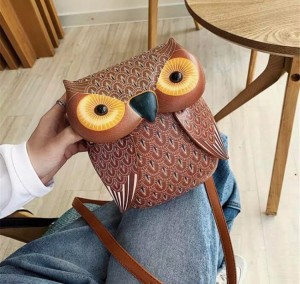 Torebka brązowa sowa skórzana 215