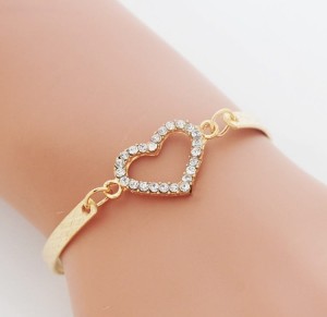 Pozłacana bransoletka serce z cyrkoniami 80