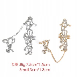 Pierścionek na dwa palce orientalny złoty 14