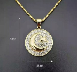 Pozłacany łańcuszek naszyjnik gwiazda księżyc 92