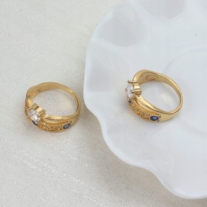 Pozłacany turecki pierścionek oko proroka 8 nr 36