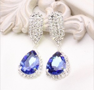 Kolczyki Hurrem szafirowe granatowe wiszące na karnawał wesele eleganckie 7