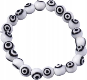 Bransoletka turecka koraliki oko proroka Evil Eye biała 159