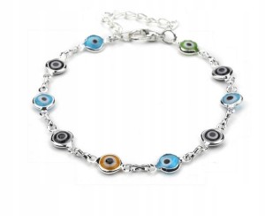 Posrebrzana turecka bransoletka kolorowe oko proroka Evil Eye 98