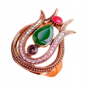 Pierścionek tulipan Wspaniałe Stulecie Hurrem turecki zielony 8 nr 10