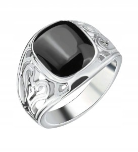 Sygnet męski posrebrzany turecki sygnet czarne oczko 12 nr 13