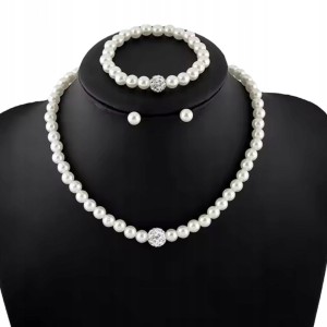 Komplet biżuterii perełki na ślub wesele naszyjnik kolczyki bransoletka 6