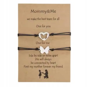 Bransoletki dla mamy i córki zestaw dwóch komplet motyl 277