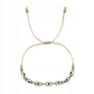 Bransoletka oko proroka turecka pozłacana amulet prezent sznurkowa 254