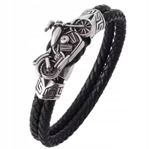 Męska bransoletka motor motocykl czarna 273