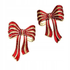 Świąteczne kolczyki wiszące czerwone kokarda karnawał eleganckie prezent 96