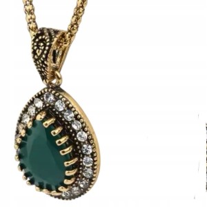 Wisiorek turecki łańcuszek zawieszka z zielonym oczkiem Hurrem prezent 162