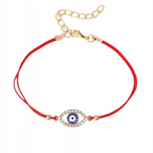 Bransoletka turecka Oko Proroka czerwona sznurkowa amulet 107